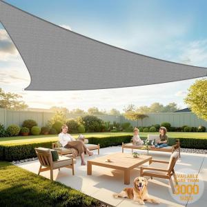 imageArtpuch Sun Shade Sail 12x12x12 Light Grey Triangle Curved Edged Commercial Grade 185GSM Permeable Outdoor Shade Cloth for Deck Backyard Patio Custom Sizes Made