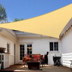imageArtpuch Triangular Breathable UV Block Sun Shade Sail Outdoor Covering Cloth for Deck Backyard 20X20X20 Sand Customized Available